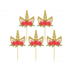 Pikery jednorożec z kwiatami - 6szt.