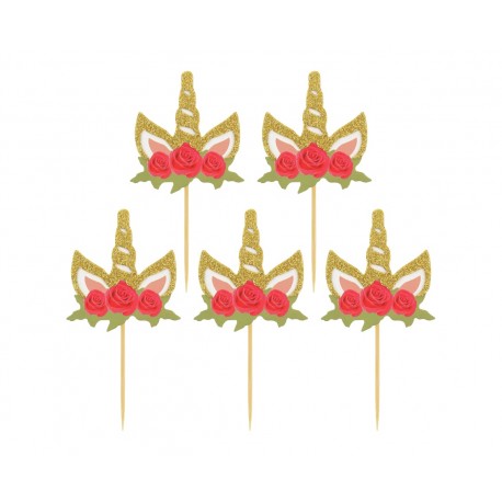 Pikery jednorożec z kwiatami - 6szt.